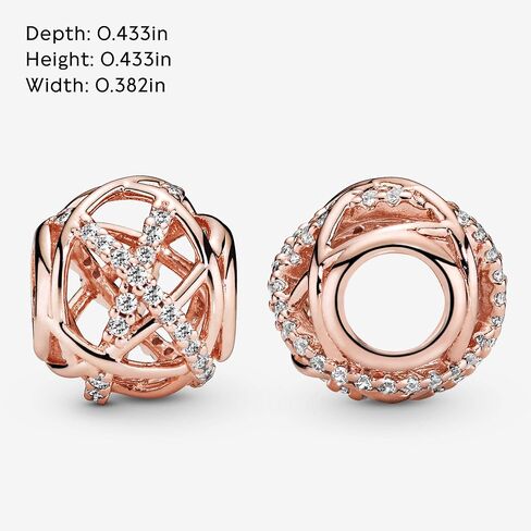 PANDORA Jewelry Sparkling and Polished Lines Cubic Zirconia Charm in Rose in Saudi Arabia