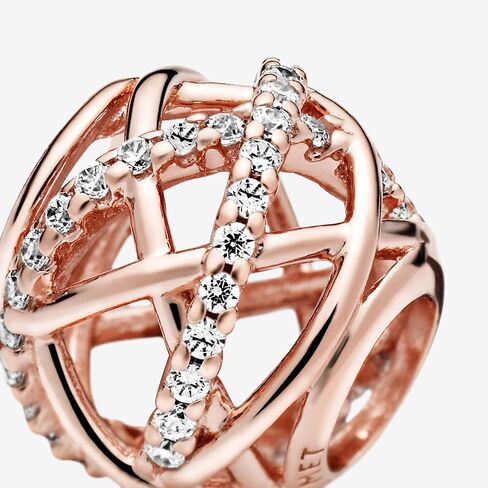 PANDORA Jewelry Sparkling and Polished Lines Cubic Zirconia Charm in Rose in Saudi Arabia