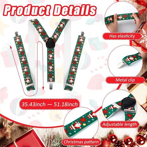 Suhine 5 Pcs Christmas Suspenders Adjustable Santa Snowman Christmas Suspender with Strong Metal Clips Button Suspenders for Men Christmas Wearable Accessories, One Size in Saudi Arabia