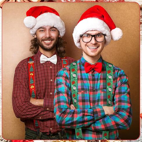 Suhine 5 Pcs Christmas Suspenders Adjustable Santa Snowman Christmas Suspender with Strong Metal Clips Button Suspenders for Men Christmas Wearable Accessories, One Size in Saudi Arabia
