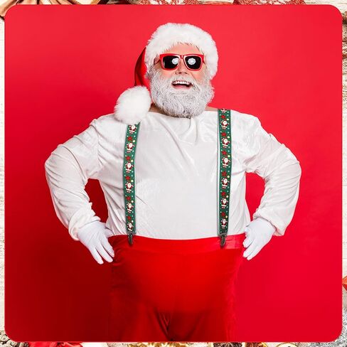 Suhine 5 Pcs Christmas Suspenders Adjustable Santa Snowman Christmas Suspender with Strong Metal Clips Button Suspenders for Men Christmas Wearable Accessories, One Size in Saudi Arabia