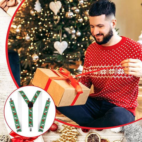 Suhine 5 Pcs Christmas Suspenders Adjustable Santa Snowman Christmas Suspender with Strong Metal Clips Button Suspenders for Men Christmas Wearable Accessories, One Size in Saudi Arabia