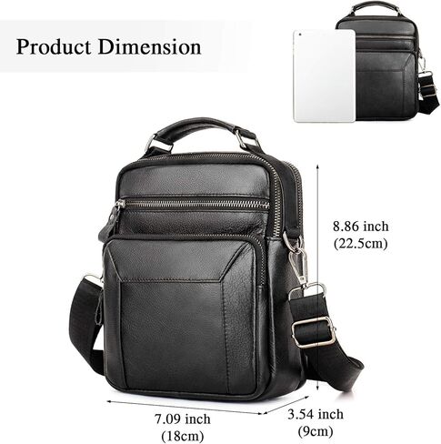 BAIGIO Men's Genuine Leather Bag Shoulder Messenger bag Briefcase Crossbody Handbag in Kuwait