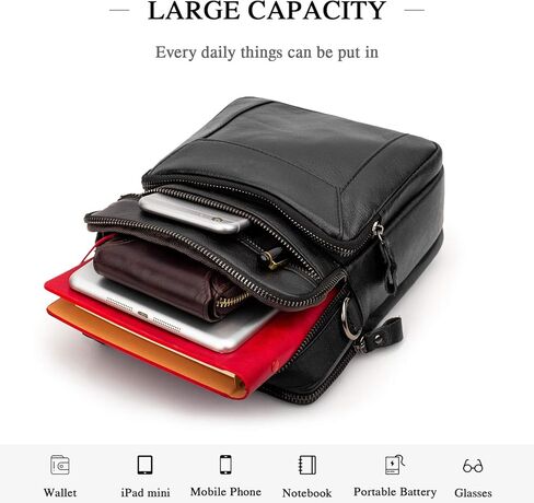 BAIGIO Men's Genuine Leather Bag Shoulder Messenger bag Briefcase Crossbody Handbag in Kuwait