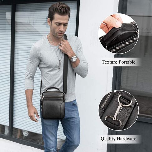 BAIGIO Men's Genuine Leather Bag Shoulder Messenger bag Briefcase Crossbody Handbag in Kuwait