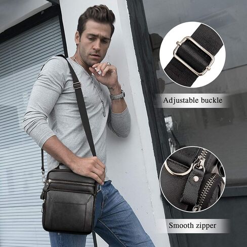 BAIGIO Men's Genuine Leather Bag Shoulder Messenger bag Briefcase Crossbody Handbag in Kuwait