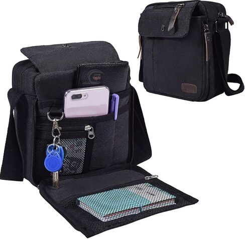 Canvas Messenger Bag Casual Shoulder Bag for Outdoor Travel Sport, Vintage Canvas Satchel Messenger Bag for Men Women in Kuwait