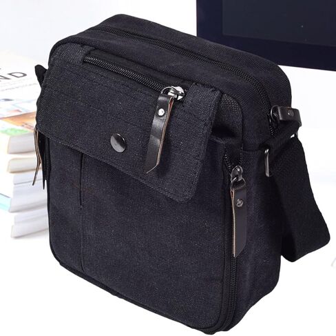 Canvas Messenger Bag Casual Shoulder Bag for Outdoor Travel Sport, Vintage Canvas Satchel Messenger Bag for Men Women in Kuwait