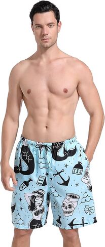 SARA NELL Mens Mermaid and Skull Swim Trunks Board Shorts Beach Swimwear Bathing Suit with Mesh Lined and Pockets in Kuwait