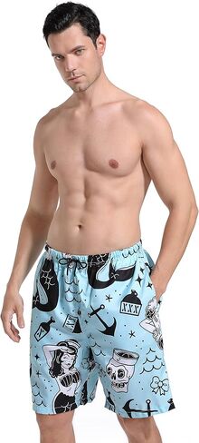 SARA NELL Mens Mermaid and Skull Swim Trunks Board Shorts Beach Swimwear Bathing Suit with Mesh Lined and Pockets in Kuwait