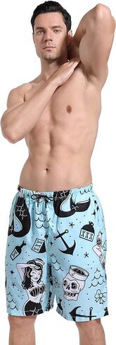 SARA NELL Mens Mermaid and Skull Swim Trunks Board Shorts Beach Swimwear Bathing Suit with Mesh Lined and Pockets in Kuwait