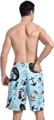 SARA NELL Mens Mermaid and Skull Swim Trunks Board Shorts Beach Swimwear Bathing Suit with Mesh Lined and Pockets in Kuwait