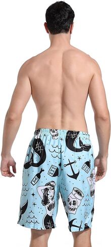 SARA NELL Mens Mermaid and Skull Swim Trunks Board Shorts Beach Swimwear Bathing Suit with Mesh Lined and Pockets in Kuwait