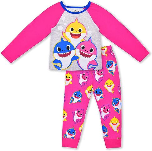 Nickelodeon Baby Shark Girls’ Long Sleeve Shirt and Jogger Set for Infant, Toddler and Little Kids – Pink/Grey in Saudi Arabia