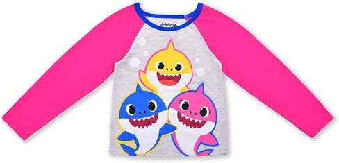 Nickelodeon Baby Shark Girls’ Long Sleeve Shirt and Jogger Set for Infant, Toddler and Little Kids – Pink/Grey in Saudi Arabia
