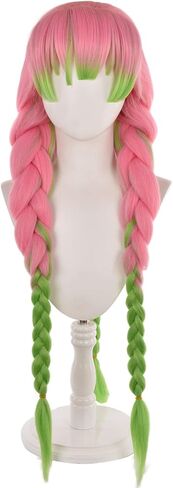 MoeLoli Demon Slayer Kanroji Mitsuri Cosplay Wig Green Mix Pink Long Anime Costume Wigs with Wig Net (Kanroji Mitsuri) in Saudi Arabia