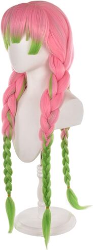 MoeLoli Demon Slayer Kanroji Mitsuri Cosplay Wig Green Mix Pink Long Anime Costume Wigs with Wig Net (Kanroji Mitsuri) in Saudi Arabia