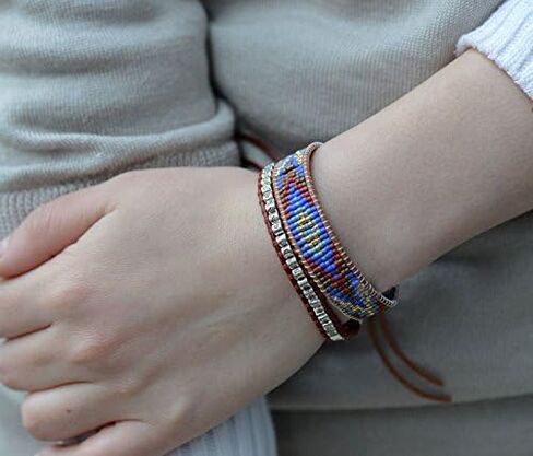 KELITCH New Miyuki Beaded Strand Bracelet New Leather Wrap Woven Braided Bracelets Womens Miyuki Bracelets in Kuwait