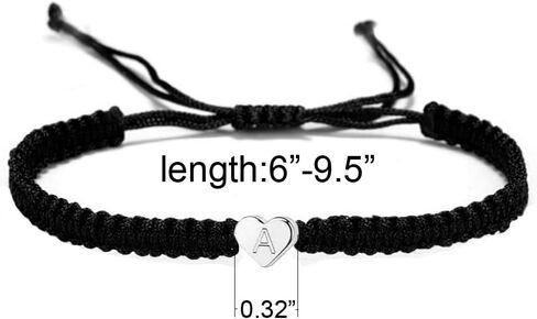 kelistom 14K White Gold Plated Initial Heart String Bracelets for Women Men Teen Girls Boys Handmade Rope Braided Bracelet Minimalist Jewelry Matching Couple Bracelets in Saudi Arabia