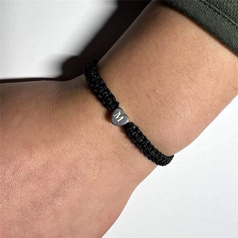 kelistom 14K White Gold Plated Initial Heart String Bracelets for Women Men Teen Girls Boys Handmade Rope Braided Bracelet Minimalist Jewelry Matching Couple Bracelets in Saudi Arabia