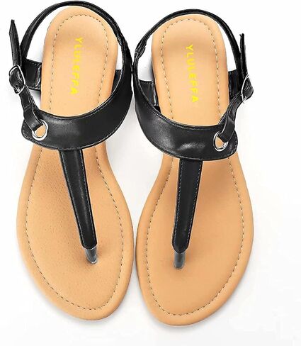 Sandals for women - Womens Comfortable Cute Flat Thong Sandals - Women’s Summer Sandal Shoes with Adjustable Ankle Buckle T-Strap in Kuwait
