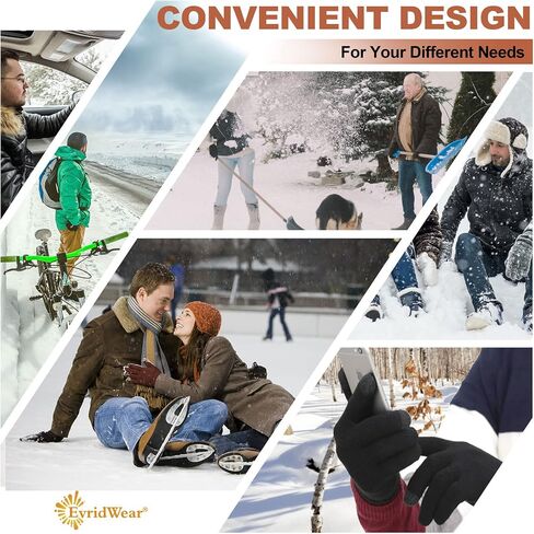 Evridwear Mens Winter Warm Gloves ,Knitted Thermal Anti-Slip Touchscreen Glove with 3M Thinsulate Insulated Lining in Saudi Arabia