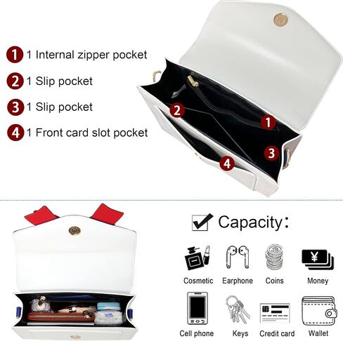 Cute Anime Cosplay Big Bow Top-Handle Purse Small Shoulder Crossbody Bag for Women Girls (BLUE/RED) in Kuwait