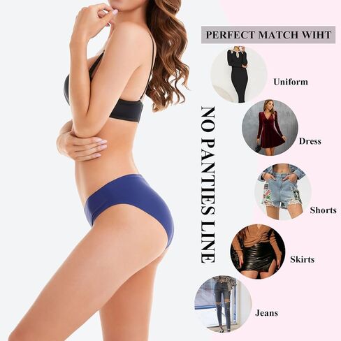 ملابس داخلية بيكيني نسائية من Bolivelan مكونة من 6 قطع بدون خياطة، لا تظهر سراويل داخلية قابلة للتمدد in Kuwait