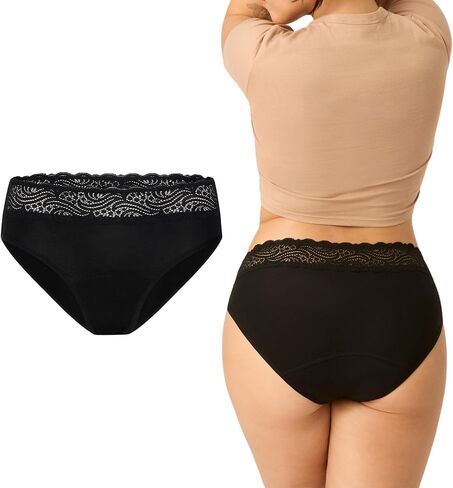 Sensual Hi-Waist Bikini - Moderate Heavy Absorbency Period Protection Underwear for Women Menstrual Panties Black in Saudi Arabia