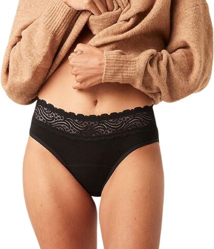 Sensual Hi-Waist Bikini - Moderate Heavy Absorbency Period Protection Underwear for Women Menstrual Panties Black in Saudi Arabia