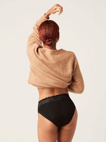 Sensual Hi-Waist Bikini - Moderate Heavy Absorbency Period Protection Underwear for Women Menstrual Panties Black in Saudi Arabia