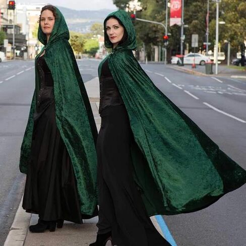 Halloween Hooded Cloak Full Length Velvet Cape with Hood for Halloween Cosplay Costume,59 inch in Kuwait
