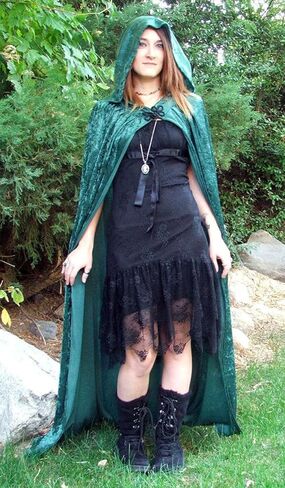Halloween Hooded Cloak Full Length Velvet Cape with Hood for Halloween Cosplay Costume,59 inch in Kuwait