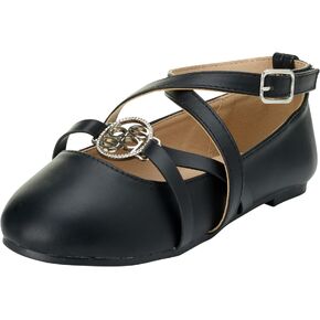 bebe Girls' Dress Shoes - Strappy Ballet Flats with Rhinestone Medallion (Little Girl/Big Girl) in Saudi Arabia