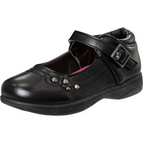 Josmo Petalia Girls Mary Jane Shoes School Kids Uniform Ballet Strap Slip-On Dress Flats - Black (Toddler/Little Kid/Big Kid)