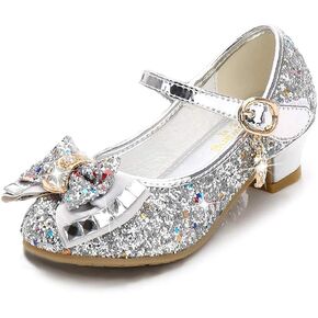 Girls Dress Shoes Mary Jane Wedding Party Heel Glitter Bow Princess Flower Shoes for Kid Toddler in Saudi Arabia