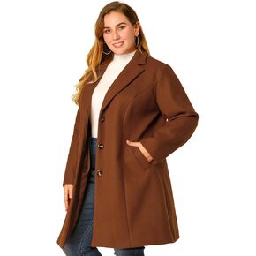 Agnes Orinda Women's Plus Size Coat Single Breasted Notched Lapel Elegant Long Winter Coats 2023