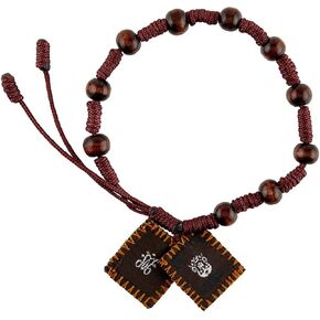 Adjustable Brown Cord with Wooden Beads Catholic Scapular Bracelet, Our Lady Mt Carmel Traditional Christian Scapulars Prayer Jewelry for Men and Women, Religious Gifts for Loved Ones, 7 Inches in Saudi Arabia