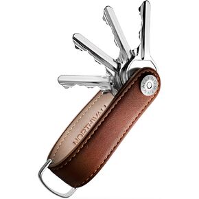 Key Organizer Keychain, 100% Italian Leather Compact Key Holder, Secure Locking Mechanism, Holds up to 7 Keys, (ThorKey Black)
