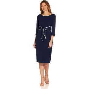 Adrianna Papell Women's Tipped Crepe Tie Dress