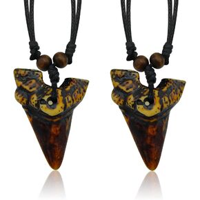 Ymimanchil Shark Tooth Necklace for Boys Summer Shark Teeth Necklace for Men Beach Surfer Necklace Leather Shark Tooth Pendant Necklaces for Women