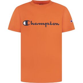 Champion Boys Short Sleeve Logo Tee Shirt (Medium,Crayon Orange) in Saudi Arabia