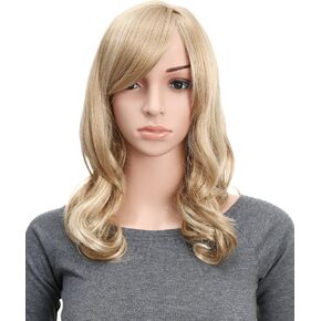 Onedor Full Head Beautiful Long Curly Wave Stunning Wig Charming Curly Costume Wigs with Fringe (24H613 Blonde Highlights) in Saudi Arabia