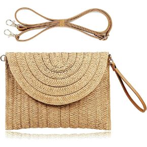 COOKOOKY Straw Clutch Handbag Summer Beach Straw Purse for Women woven Envelope Bag… in Saudi Arabia