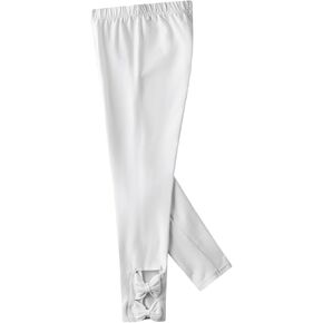 Noomelfish Girls Cotton Bow Stretch Leggings Kids Soft Ankle Length Tights Pants (4-12 Years)