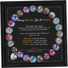 Btysun Gifts for Mom from Daughter Beaded Bracelets for Women Teen Girl Gifts Adjustable Charm Link Bead Birthday Graduation Gifts for Her 2024 Girlfriend Sister Christmas Jewelry