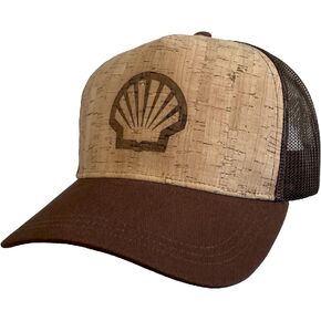 Shell Cork Trucker Hat Unisex Adjustable Cap with Polyester Mesh Back​ Brown in Kuwait