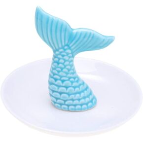 TOPBATHY Mermaid Tail Jewelry Ring Tray Ceramic Jewelry Dish Earring Necklace Rings Organizer Home Decoration Wedding Christmas Birthday Gift