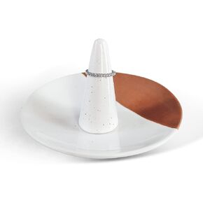 Mora Ring Dish - Jewelry Holder for Wedding/Engagement Rings, Bathroom Vanity, Nightstand, Sink etc. Cute Trendy Gift for Bride/Women, Small Modern Decorative Tray/Plate for Trinket, Room Decor, White