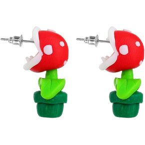 6 Pairs Cute 3D Animal Biting Ear Cartoon Stud Earrings Set Dinosaur Shark Bite Polymer Clay Funny Piercing Y2K Kawaii Handmade for Women Girls Lovely Jewelry